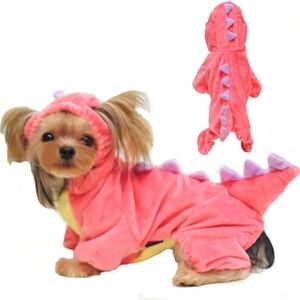 ANIAC Dog Plush Outfit with Hood Dinosaur Cosplay Cat halloween Costume Pet Dino